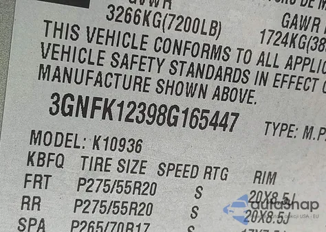 2008 Chevrolet Avalanche 1500 Lt from USA, damaged, VIN 3GNFK12398G165447